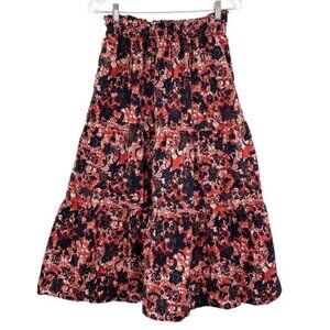Anthropologie Mauve Somerset Maxi Skirt Red Floral Cotton